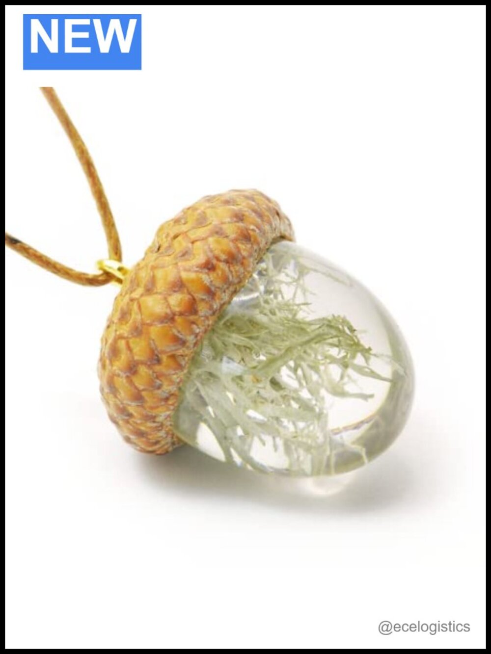 Handmade Acorn Pendant Necklace Eco Resin Plant Jewelry Gift